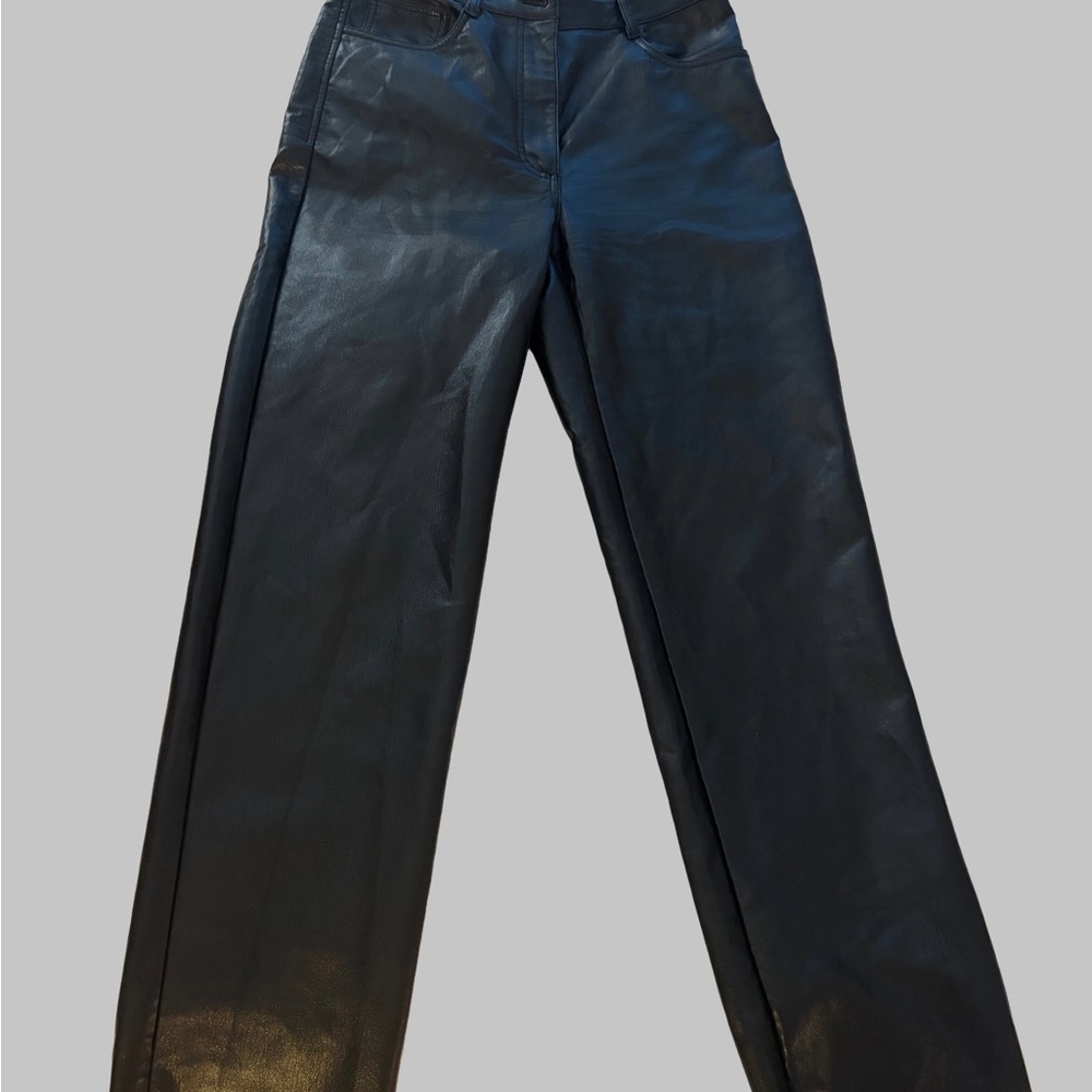 Aritzia Faux Leather Wide-Leg Pants - Black